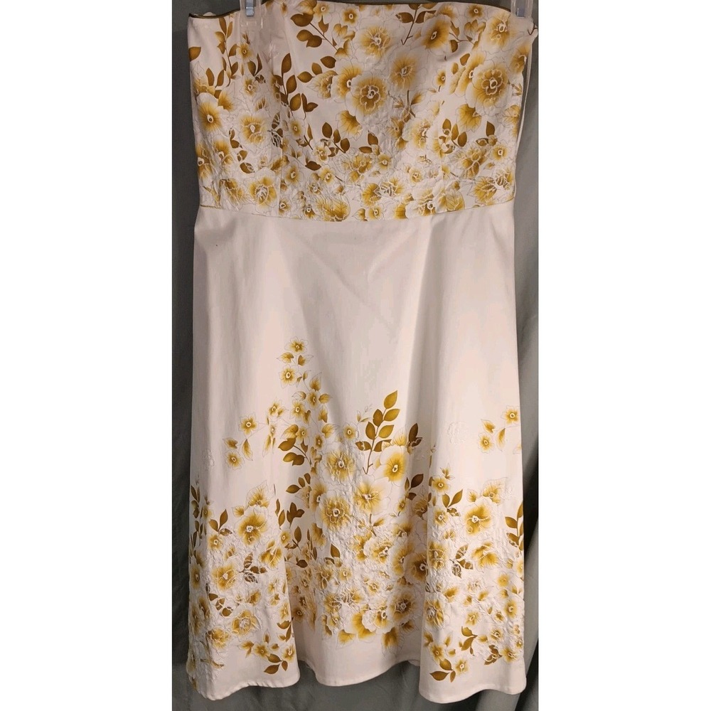 Spenser Jeremy Sz 12 Vtg 60's Look Cream Yellow Green Dress Whimsy Embroidered